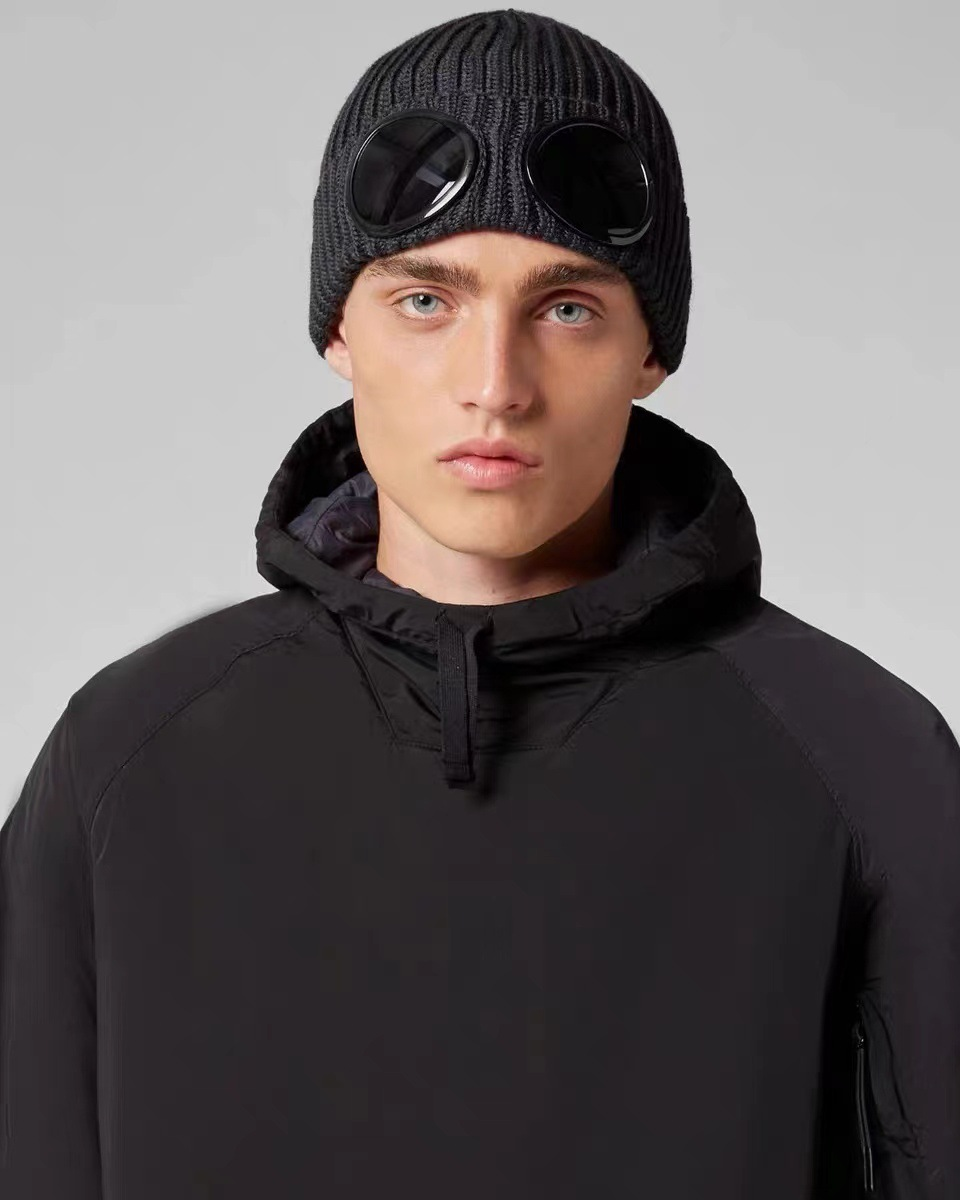 C.P. Company Goggle Beanie Khaki Knit Hat - 15