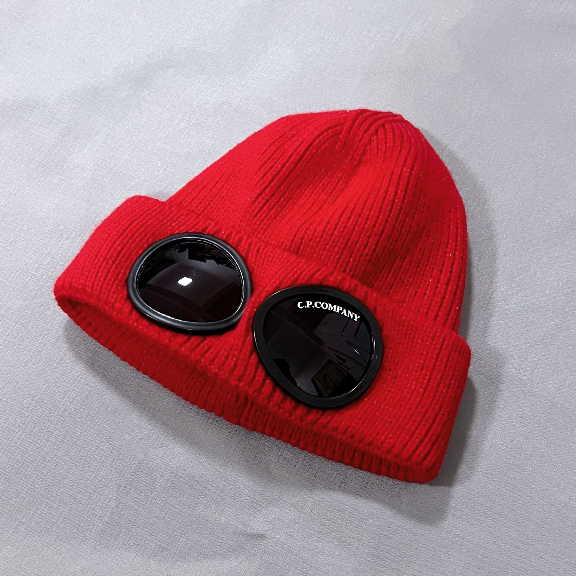 C.P. Company Goggle Beanie Khaki Knit Hat - 16