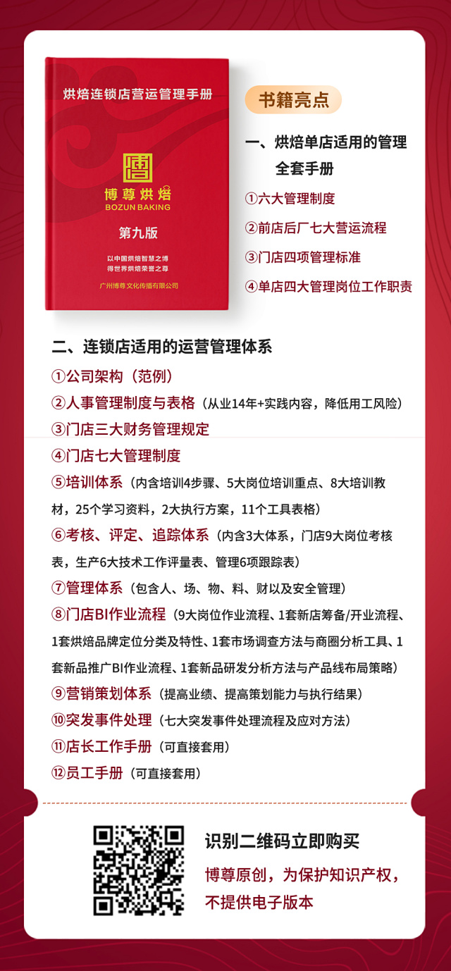 建立饼店管理体系/标准流程，不论是单店（六大管理制度+七大营运流程+四项管理标准+四个核心岗位职责）还是连锁店（12项运营管理体系），都实用！！