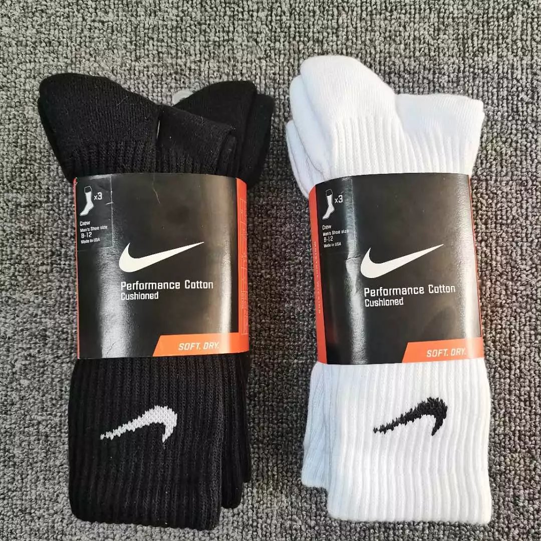 Three-pair pack Nike socks, ankle-length basketball socks, Nike sports socks, men's casual socks, training socks, high-top socks, pure cotton socks, towel-like socks, thickened fashion brand socks.