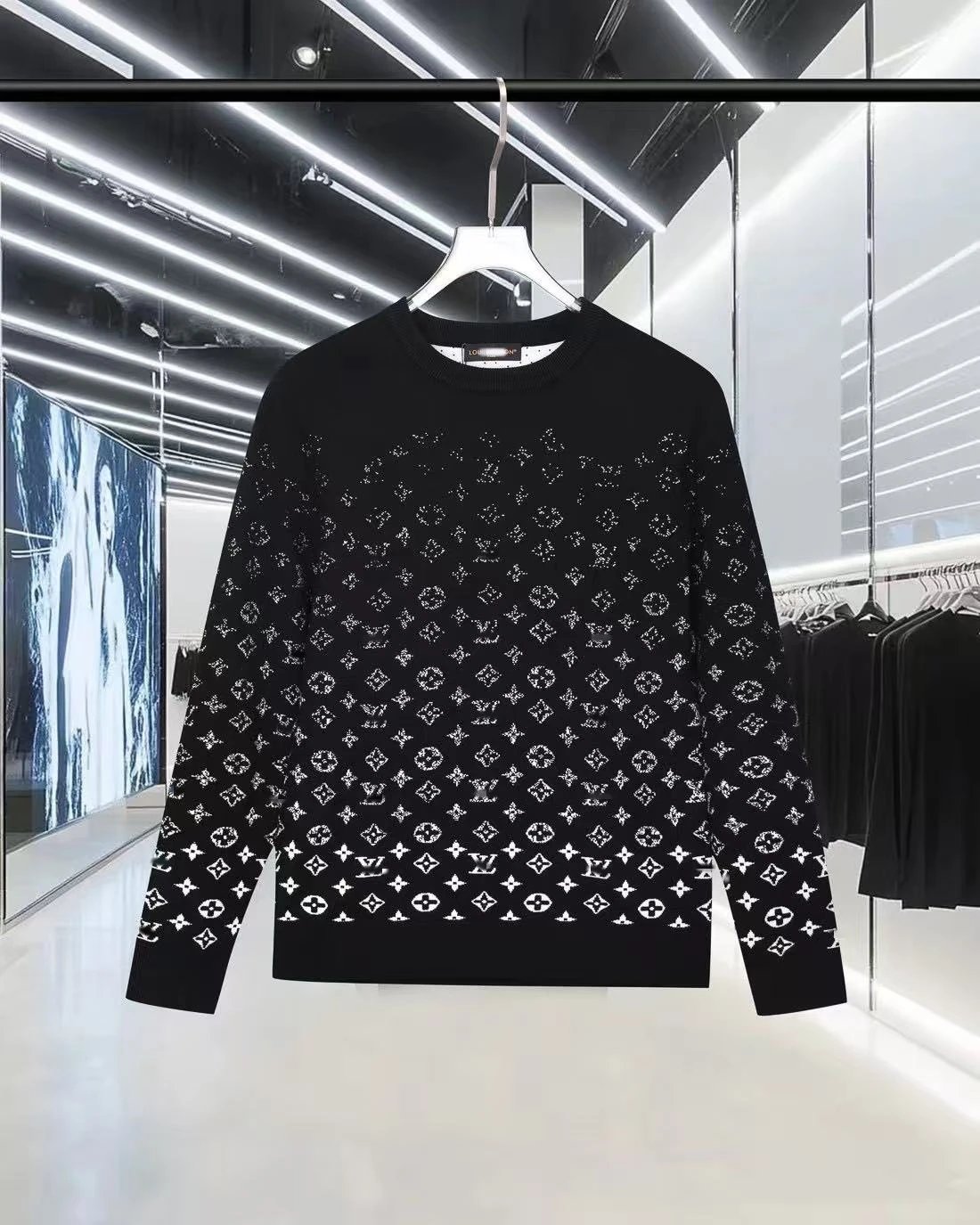 Louis Vuitton Black Sweater with Monogram Stars