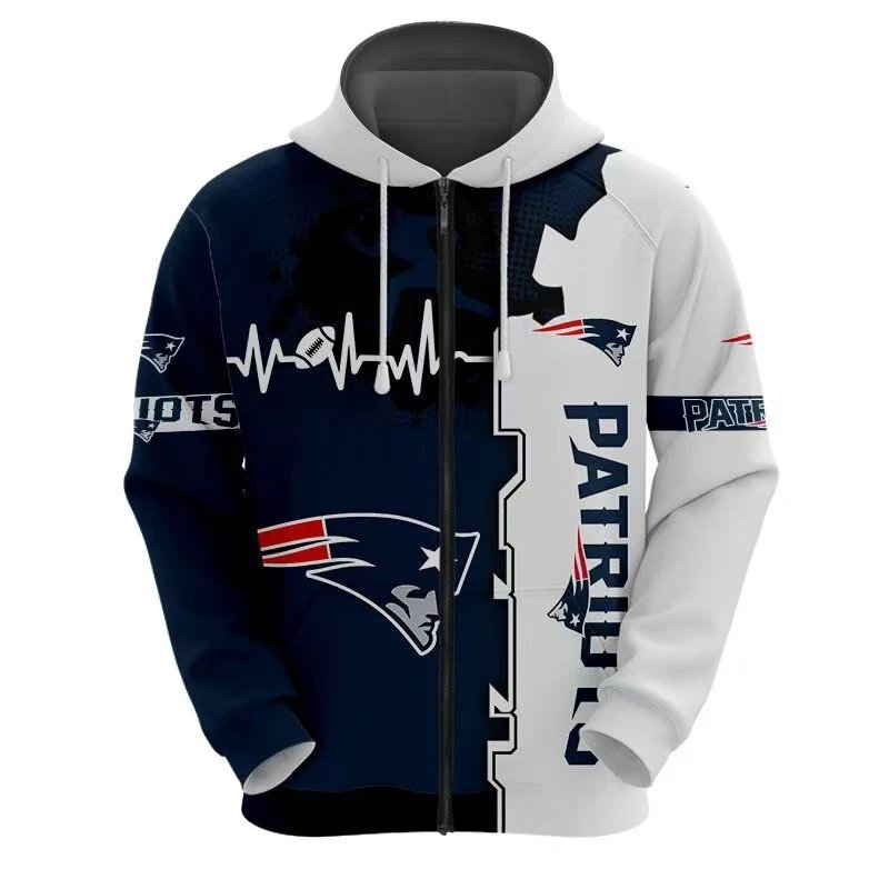 New England Patriots Hoodies & Sweatshirts Football Team Graphic Full-Zip Hoodie — 18*Top quality