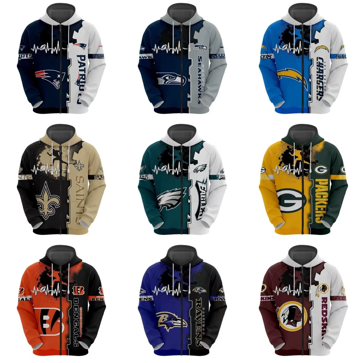 New England Patriots Hoodies & Sweatshirts Football Team Graphic Full-Zip Hoodie image 1