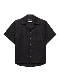 thumbnail for Enfants Riches Deprimes ERD Checkerboard Dark Grain Jacquard Shirt with Mulberry Silk Short Sleeve
