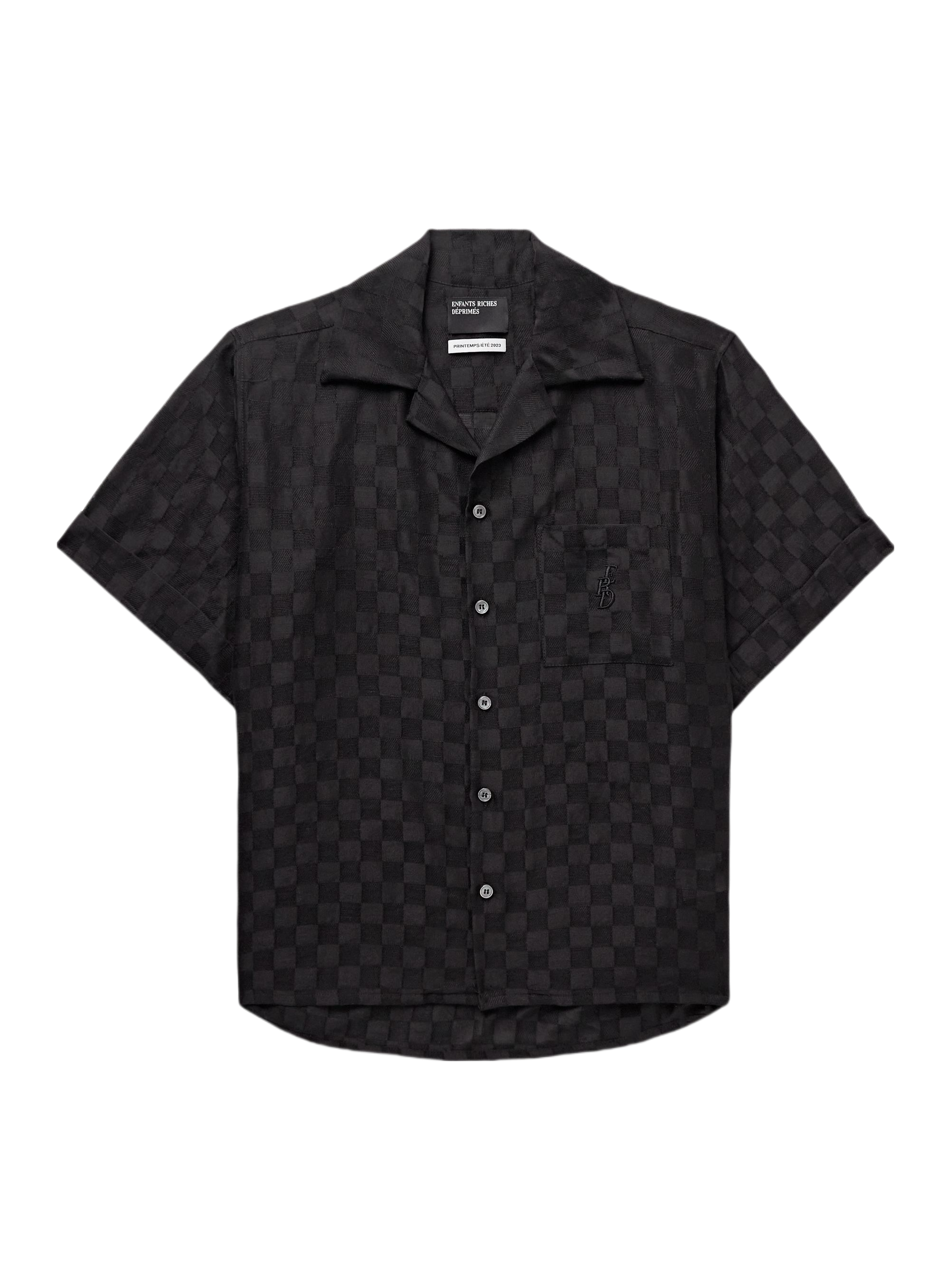 Enfants Riches Deporimes ERD checkerboard dark pattern jacquard Australian mulberry silk short sleeved shirt
