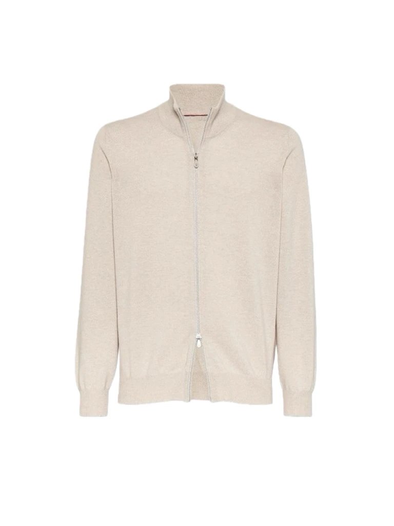 Old Money BC Style KVSS 100% Cashmere Half-Turtle Neck Double-Zip Pure Cashmere Knit Cardigan