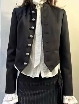 thumbnail for Annd 26FW Dark Vanguard silver-button Napoleon stand-collar jacket