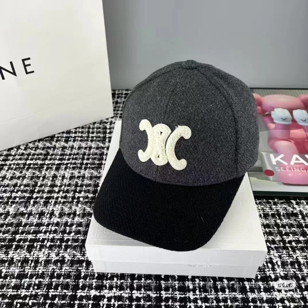 Celine Triomphe Cap Grey Black