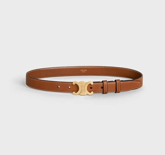 21SS In-Store Hit: Authentic Channel Celine Triomphe Women's Belt - Distinct from Market Replicas, Featuring the Classic Exclusive Cobalt Gold Triomphe Buckle. Exudes a Deep, Ingrained Retro Vibe from Inside Out. The Triomphe Belt Inherently Carries Vintage Elements, Effortlessly Stylish and Chic with Any Outfit. Belt Width: 2.5cm