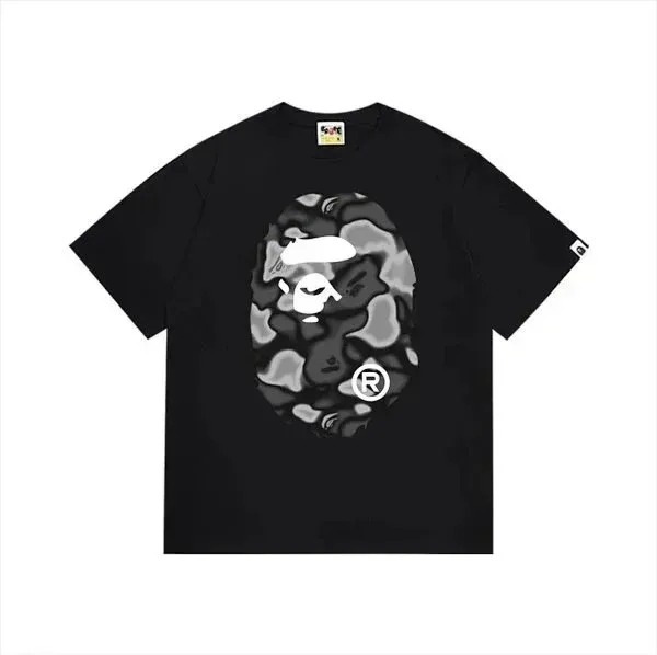 A Bathing Ape Camo Ape Head Black T-Shirt - 1