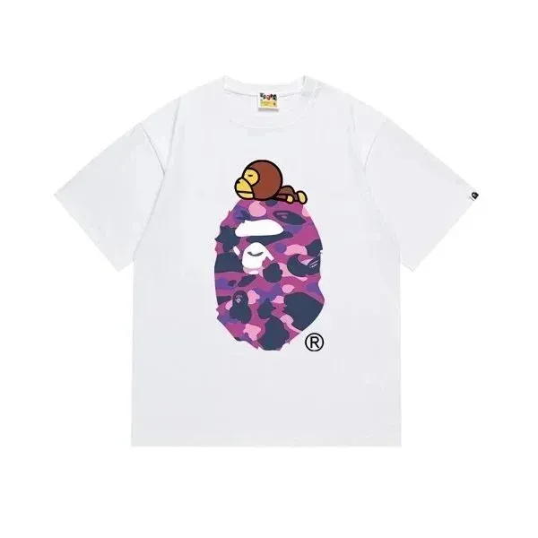 A Bathing Ape Baby Milo Camo Ape Head White T-Shirt - 1