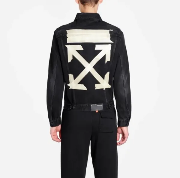 Off-White Diagonal Arrows Black Denim Jacket - 12