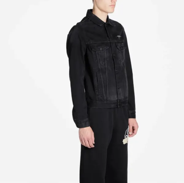 Off-White Diagonal Arrows Black Denim Jacket - 14