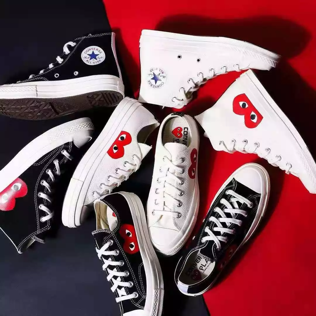 ☆CDG PLAY x Converse川久保龄支持扫码偏大一码休闲鞋帆布鞋三次硫化大底