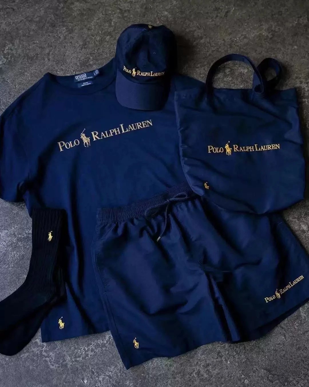 Polo Ralph Lauren Navy T-Shirt, Shorts, Socks, Cap, and Bag Set