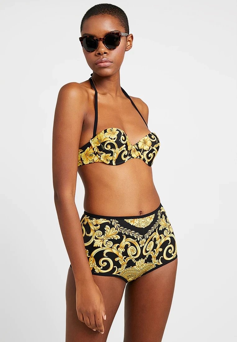 Versace Baroque Print Bikini with Leopard-Print Skirt Cover-Up