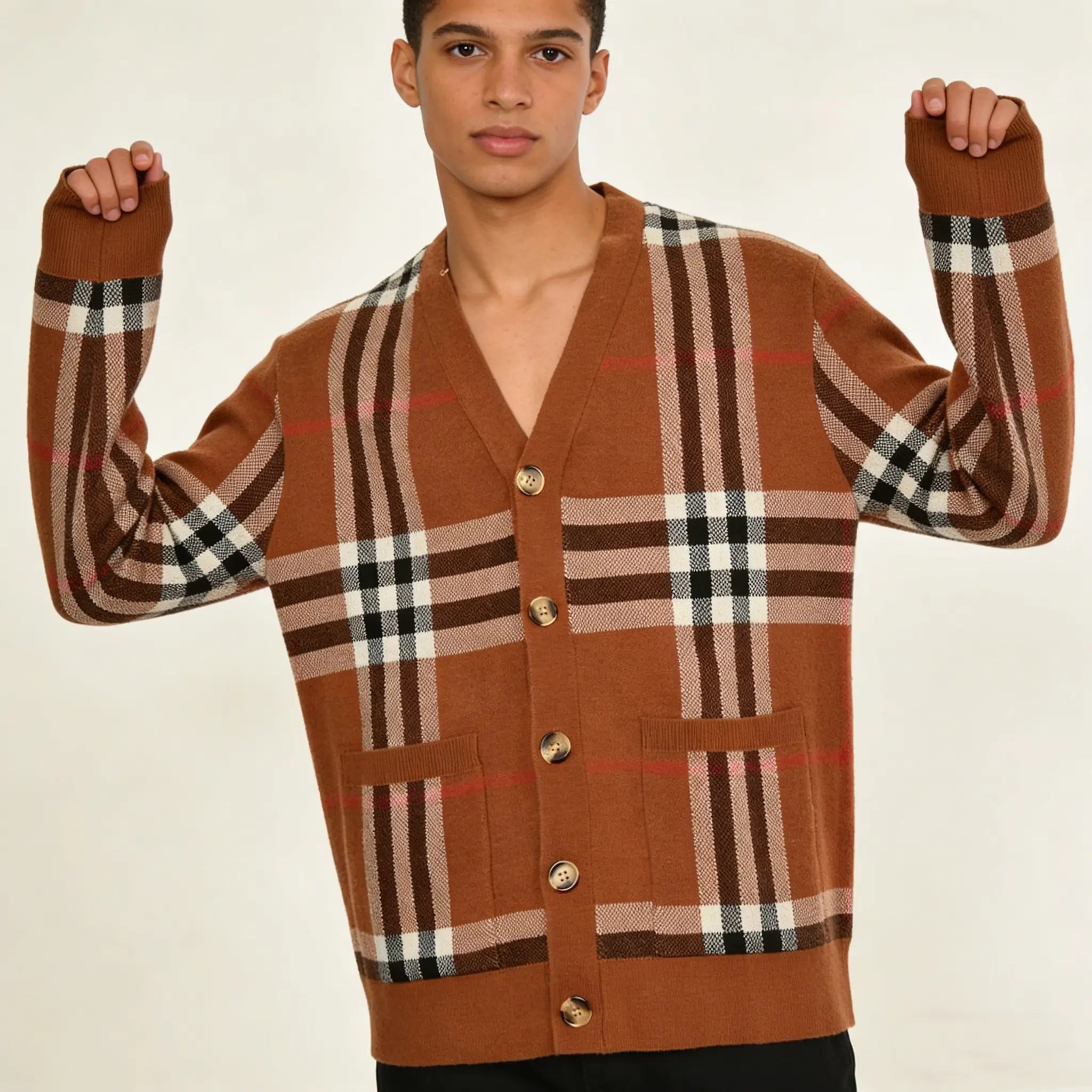 Burberry Check Wool Cardigan