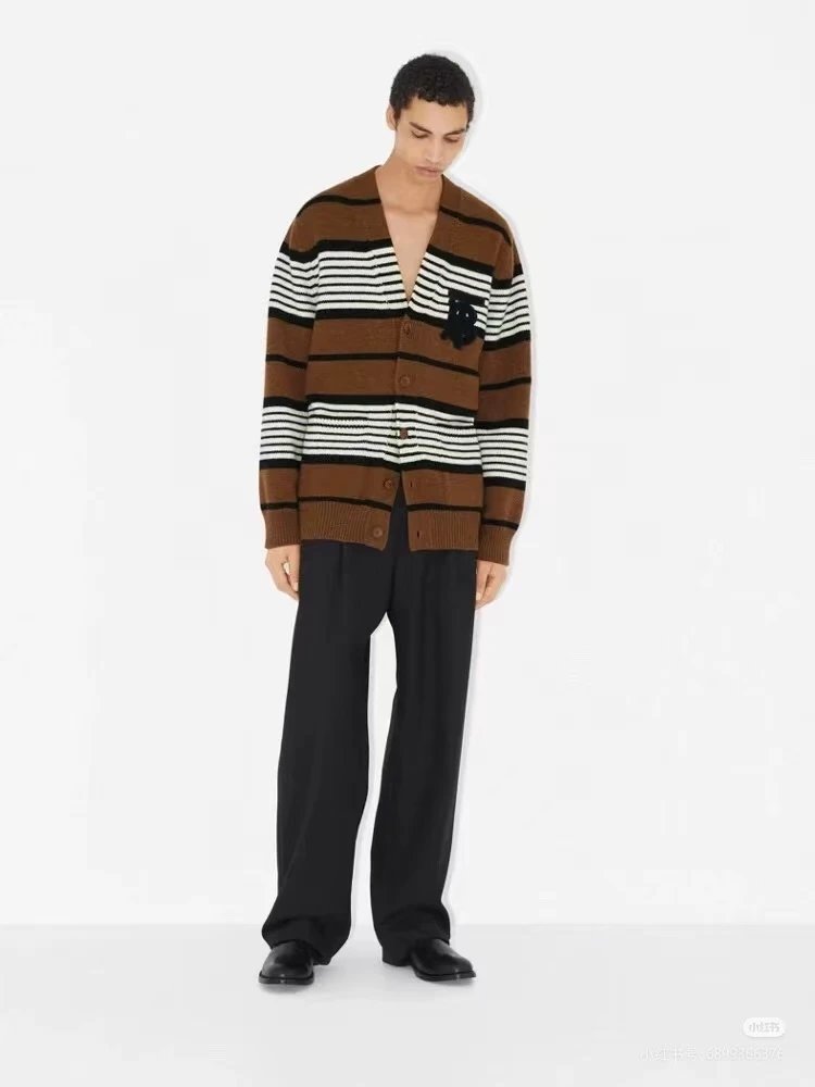 B-Logo Striped Open Cardigan