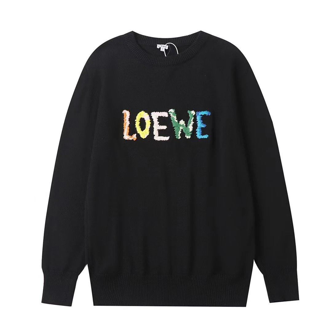 LOW Letter Embroidery Crewneck Sweater