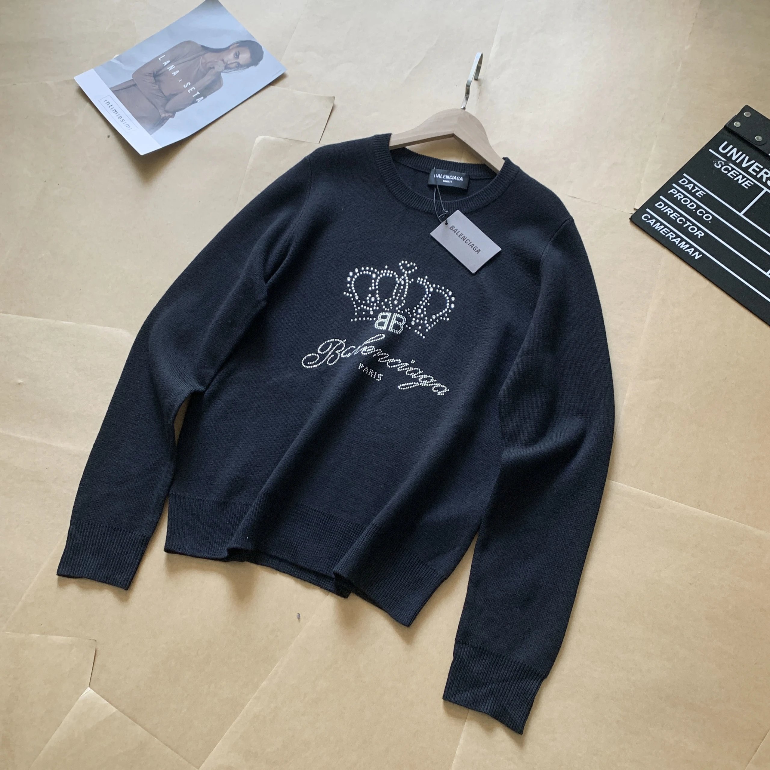 BB Paris Crown Rhinestone Couple Sweater