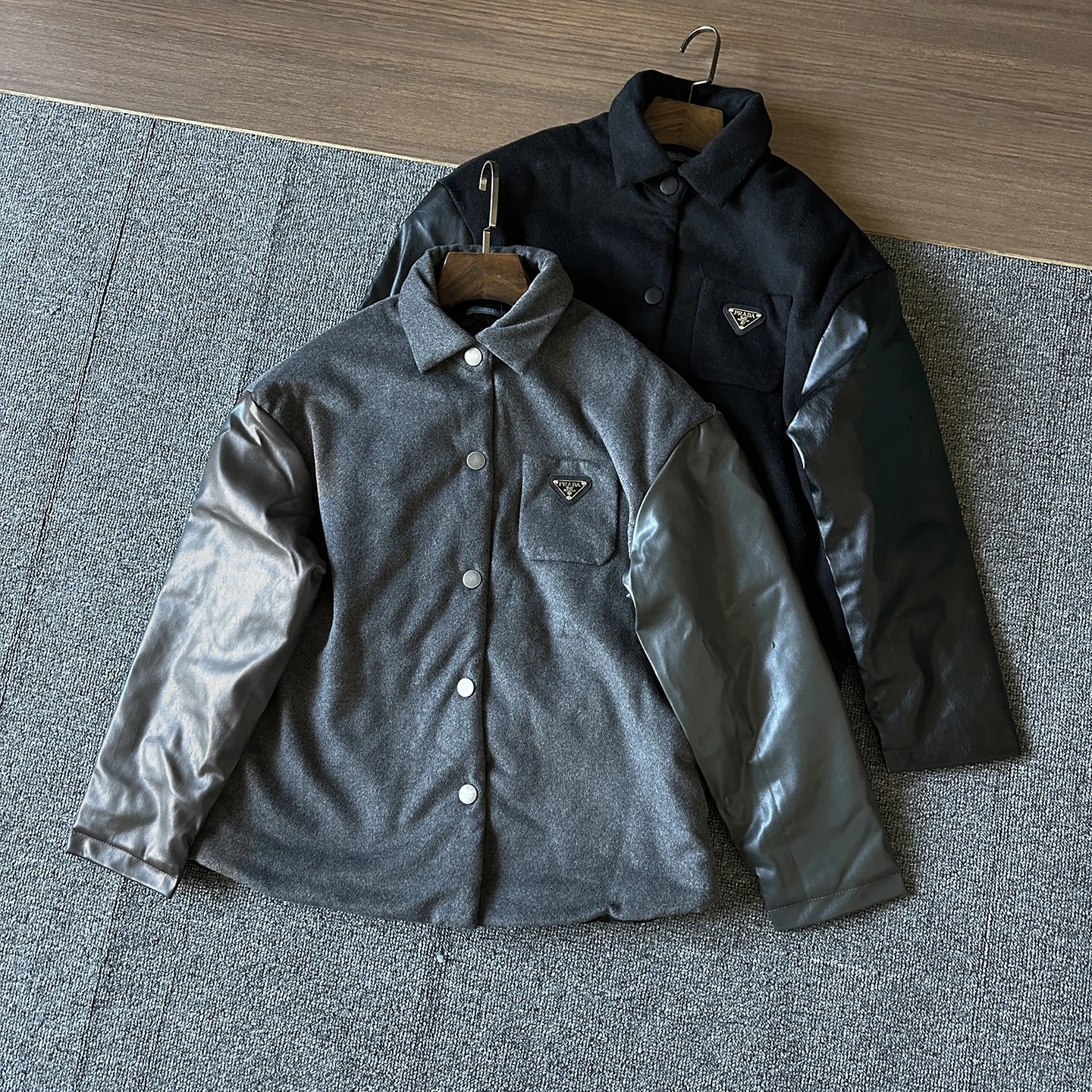 Prada Wool PU Puffer Jacket