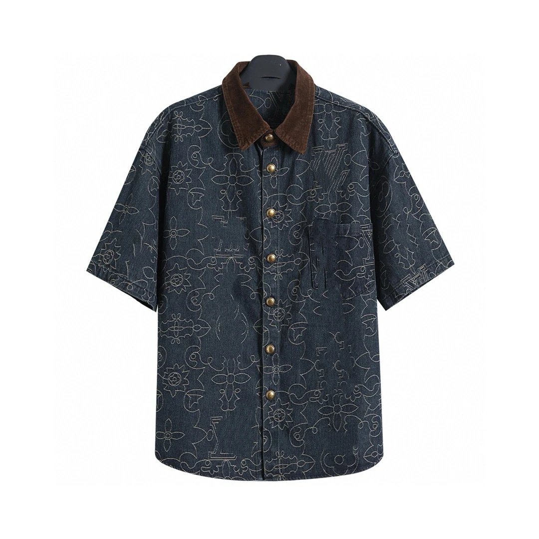 Silk Denim Tracksuit with Jacquard Shirt photo 8
