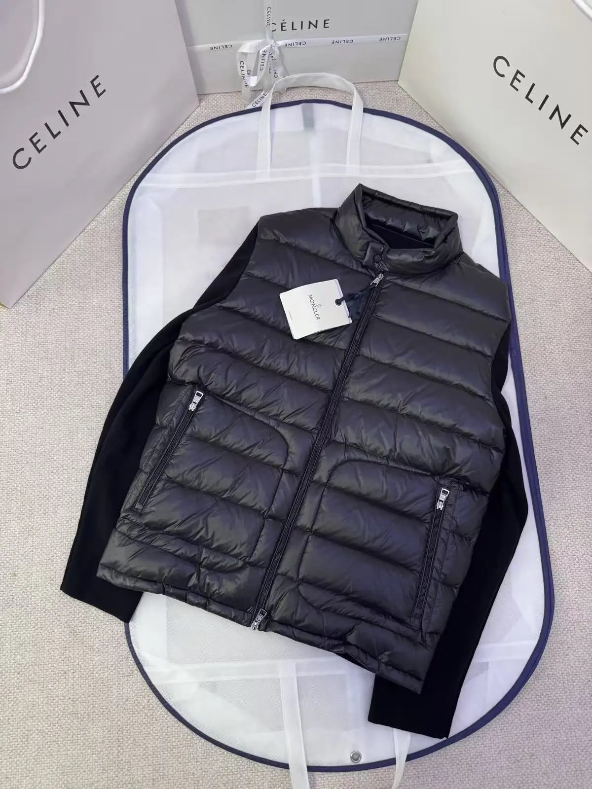 Hooded cardigan patchwork (black)