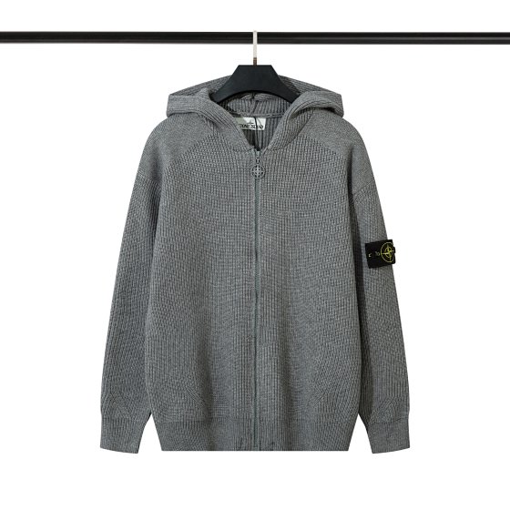 New Zipper Open Chest Hooded Knitted Sweater