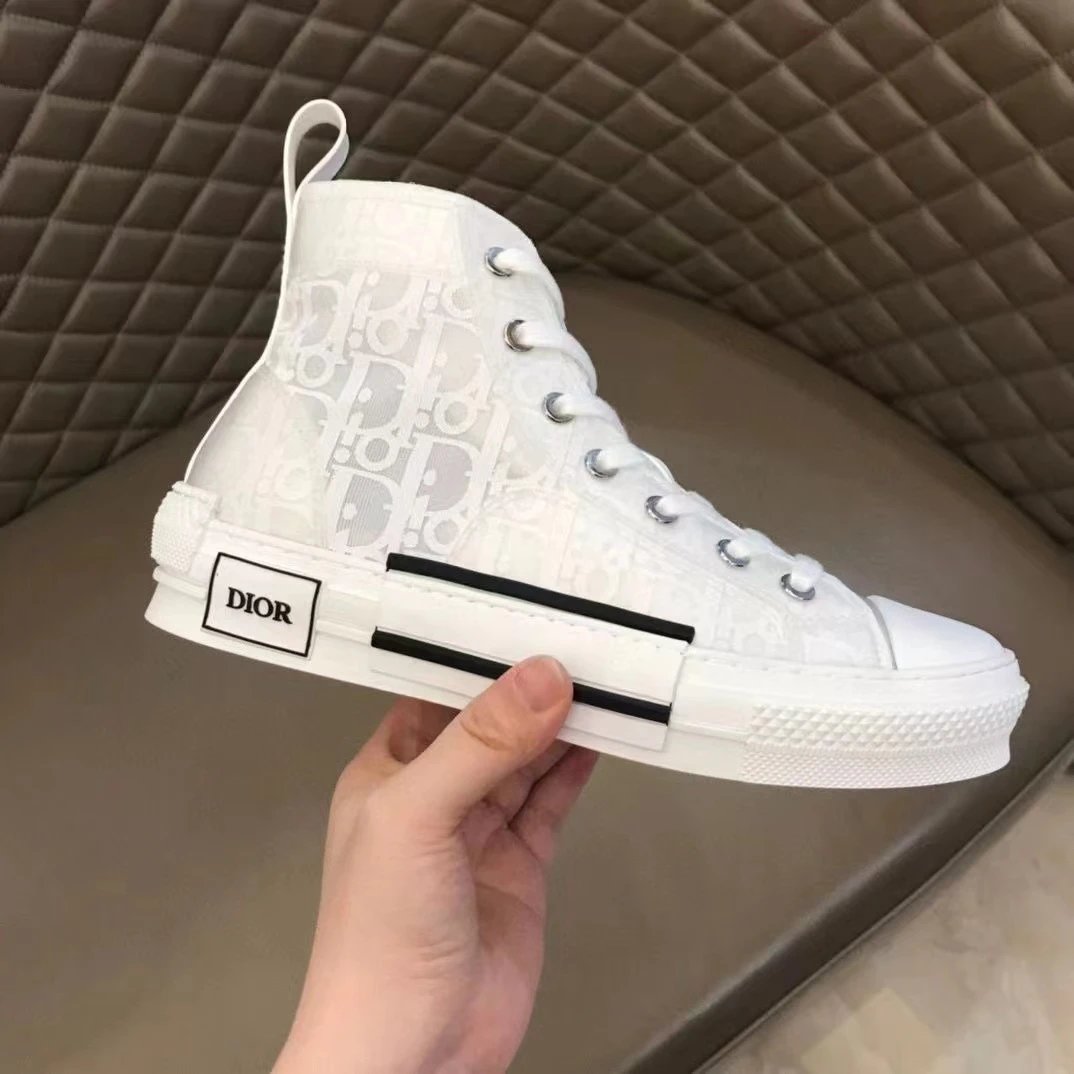 Dior B23 Oblique Print White Sneakers - 8