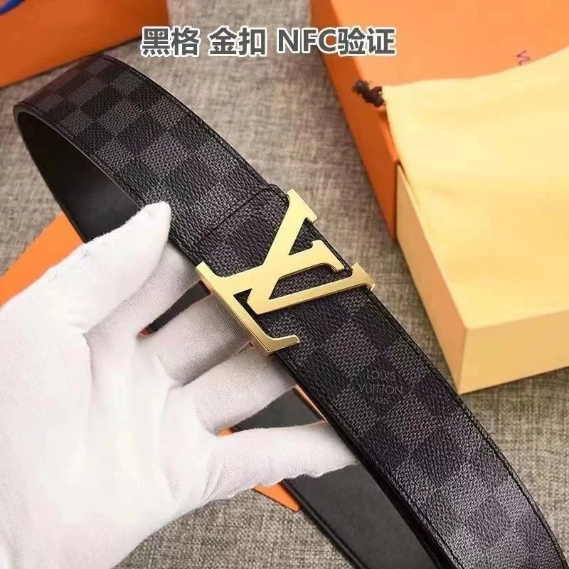 black checkered gold buckle