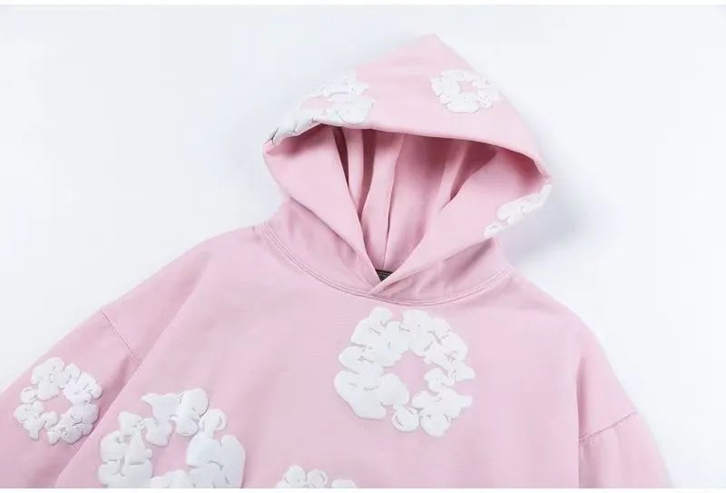 Design Floral Print Orange Hoodie and Sweatpants Set - 5