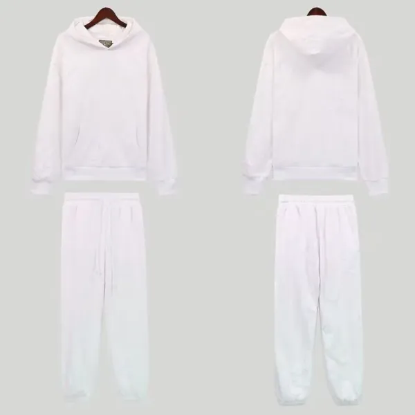 Design Plain White Hoodie and Sweatpants Set - 1