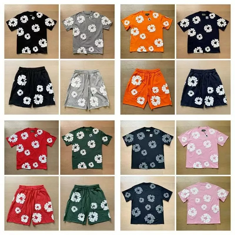 DENIM Cotton Flower Casual Summer T-shirt Shorts

