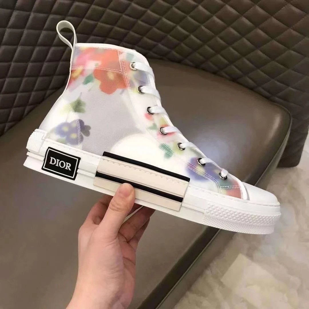 Dior B23 Oblique Print White Sneakers - 7