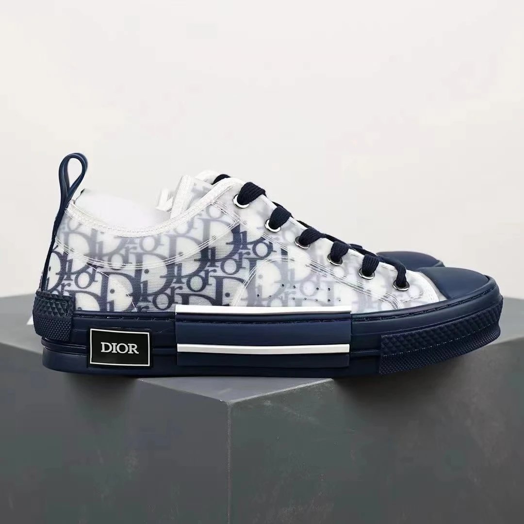 Dior B23 Oblique Print White Sneakers - 10