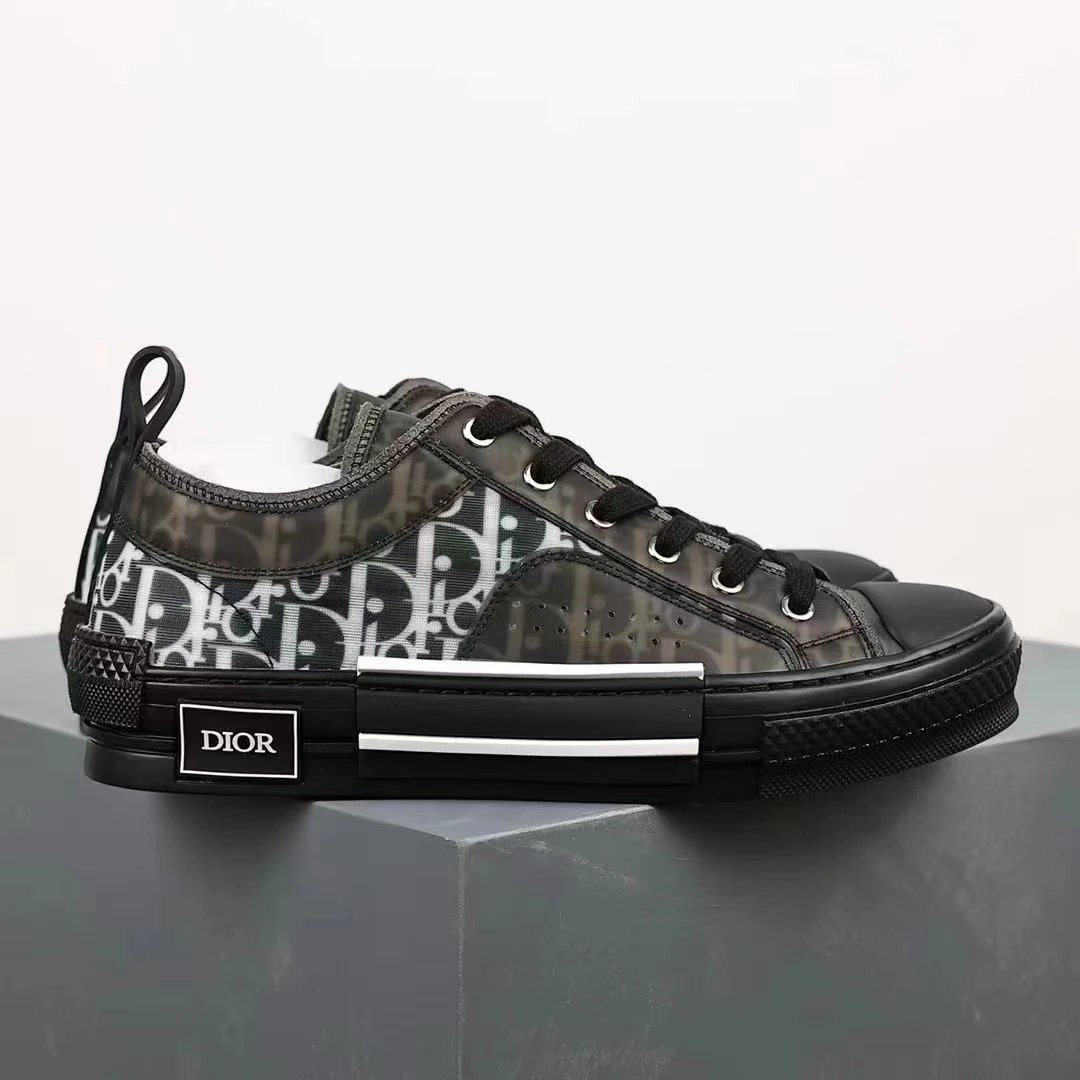Dior B23 Oblique Print White Sneakers - 9