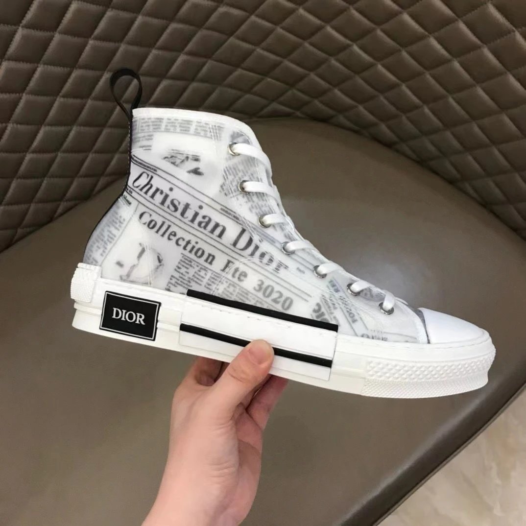 Dior B23 Oblique Print White Sneakers - 3