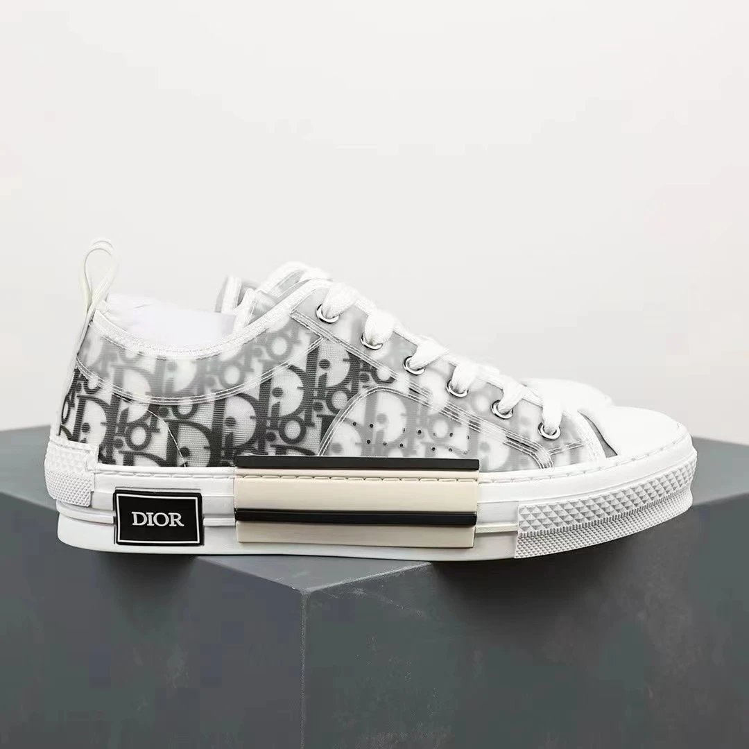 Dior B23 Oblique Print White Sneakers - 12