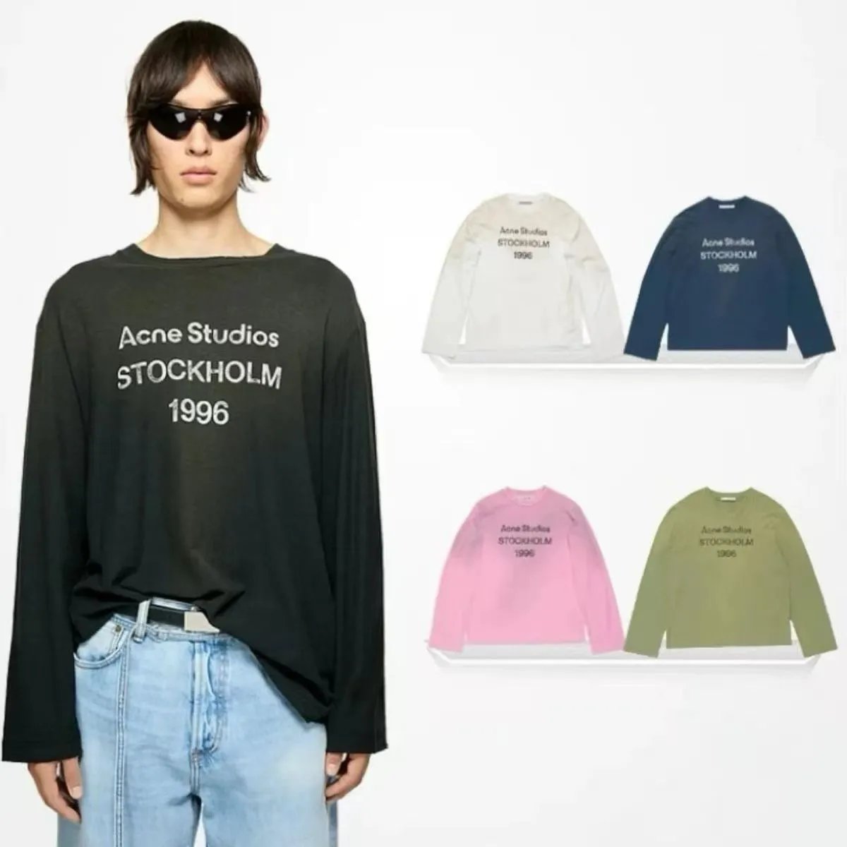 A C Crewneck Distressed Ripped Long Sleeve