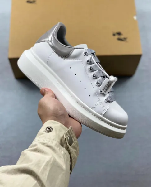 Alexander McQueen Oversized Sneakers White with Holographic Heel Tab Sneakers - 13