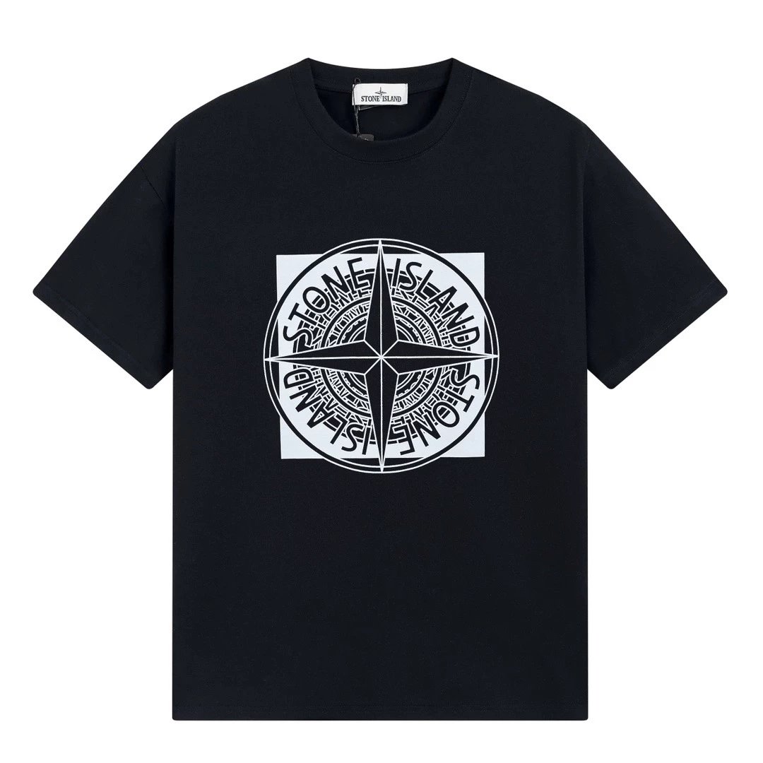 Stone Island Compass Logo Print White T-Shirt - 11