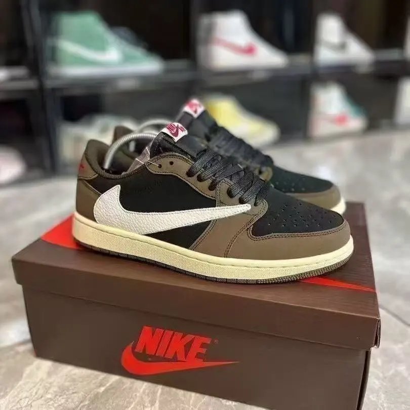 大厂纯原福利特价 TS x NK Jordan 1 low 倒钩aj1低帮休闲板鞋运动板鞋潮鞋男鞋女鞋黑武士深棕色黑棕色白棕色反转摩卡黑绿橄榄白蓝黑闪电
