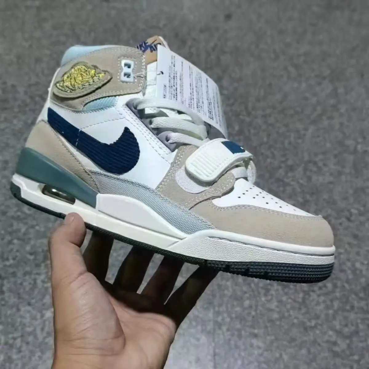 纯原/实拍/高品质/头层/鞋垫刷胶/Air Jordan Legacy AJ312 乔丹最强三合一 米白蓝 高帮文化运动篮球鞋 男女同款 尺码 36-47.5