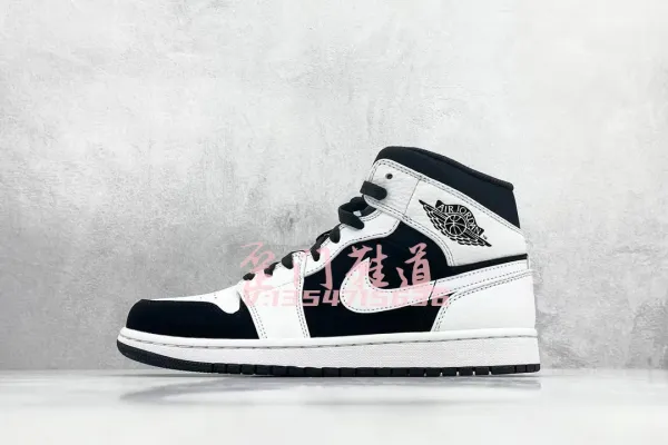 Air Jordan 1 Mid Black/White/Gym Red Sneakers - 12