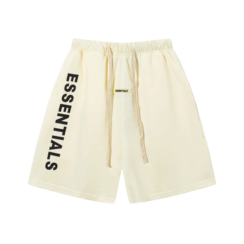 Fear of God Essentials Cream Vertical Logo Sweat Shorts - rep Essentials