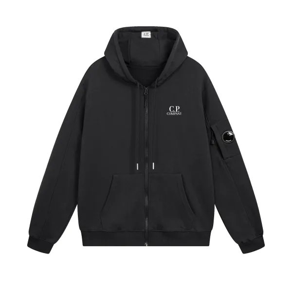 C.P. Company Zip-Up Hoodie Black - 1
