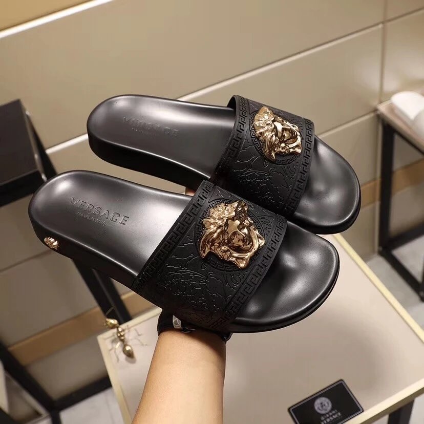 Versace Medusa Slide Pink Rubber Sandals Slippers - 12