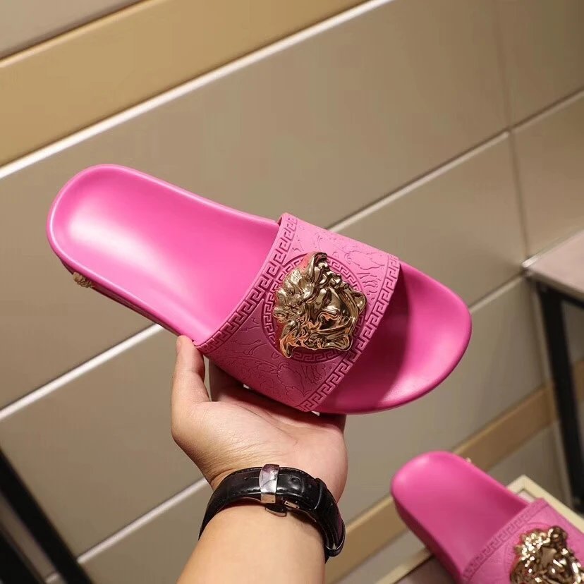 Versace Medusa Slide Pink Rubber Sandals Slippers - 9