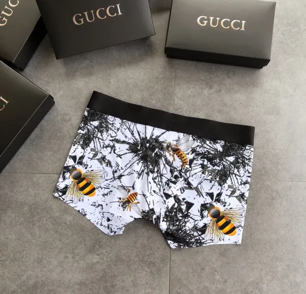 Gucci Bee Print Boxer Briefs White Multicolor Underwear - 8