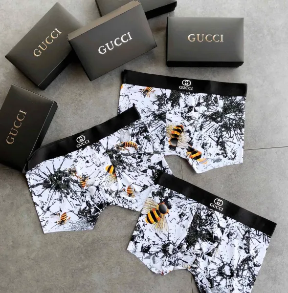 Gucci Bee Print Boxer Briefs White Multicolor Underwear - 1